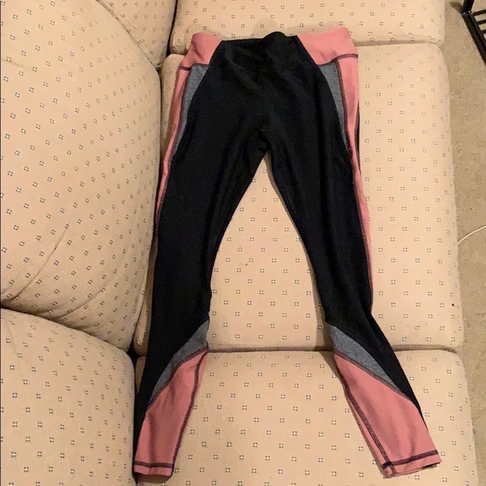 Black pink and gray leggings